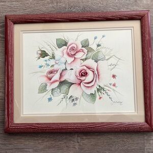 Elegant Rose Art with Wooden Frame